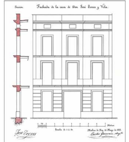 Plànol històric de la façana d’una casa reproduït a la revista